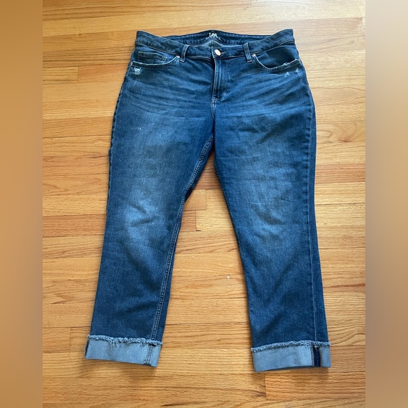 Ankle Length Cuffed jeans, medium rinse - Picture 1 of 5